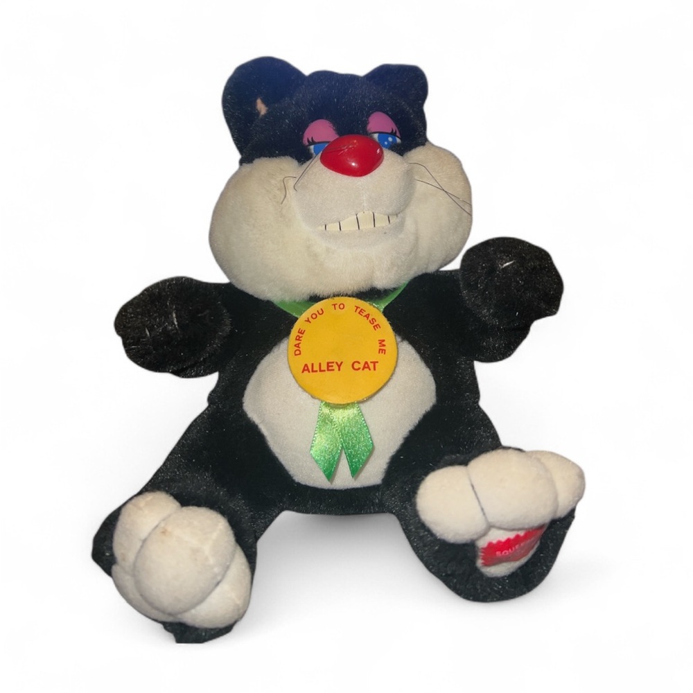 Vtg  Tuxedo Alley Cat Dare You To Tease Me Stuffed Plush Toy Animal 1997 Works!
